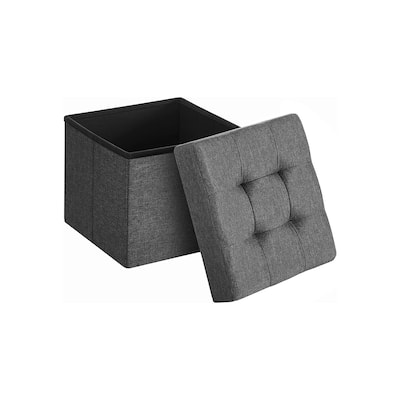 11.8-Inch Foldable Storage Square Ottoman with Tufted Design Perfect for Bedroom or Dressing Room