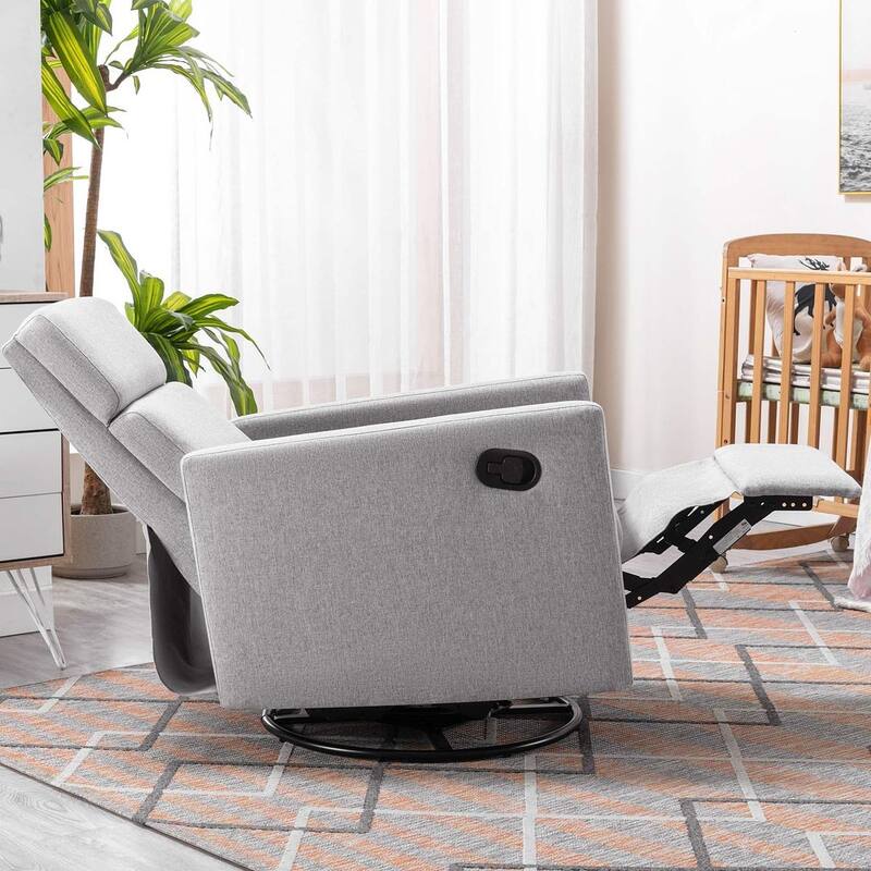 Modern 360° Swivel Sliding Linen Upholstered Recliner