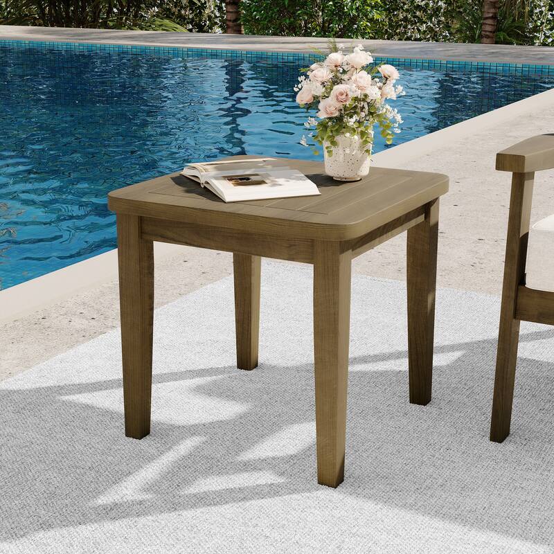 Adirondack Square Teak Patio Side Table All Weather - NaturalWood