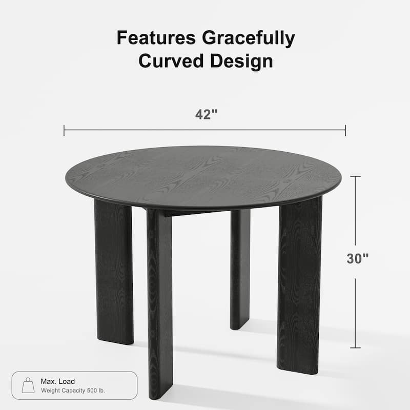 Solid Wood Farmhouse Dining Table Round Wood Top for Modern Dining Rooms & Family Gatherings