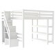 preview thumbnail 18 of 24, Twin/Full Size Loft Bed with Small Wardrobe, LED Light and Storage Staircase, Wooden Loft Bedframe with Storage Shelves for Kids