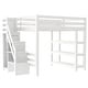 preview thumbnail 5 of 24, Twin/Full Size Loft Bed with Small Wardrobe and Storage Staircase, Solid Wood Loft Bedframe with LED Light and Storage Shelves