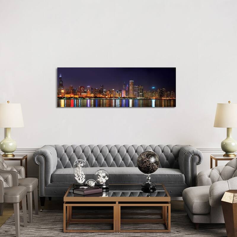 iCanvas "Chicago Cubs Pride Lighting Across Downtown Skyline I, Chicago, Illinois, USA" by Panoramic Images Canvas Print - 20x60x1.5