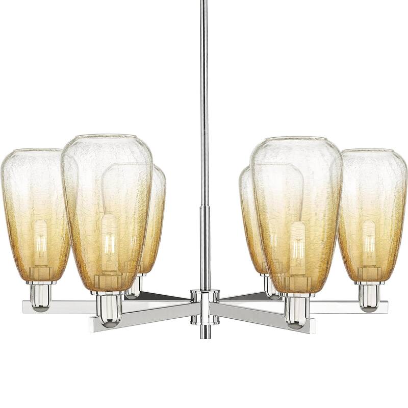 Innovations Lighting 716-6CR-14-24 Brookhaven Almond Chandelier - Polished Nickel / Amber