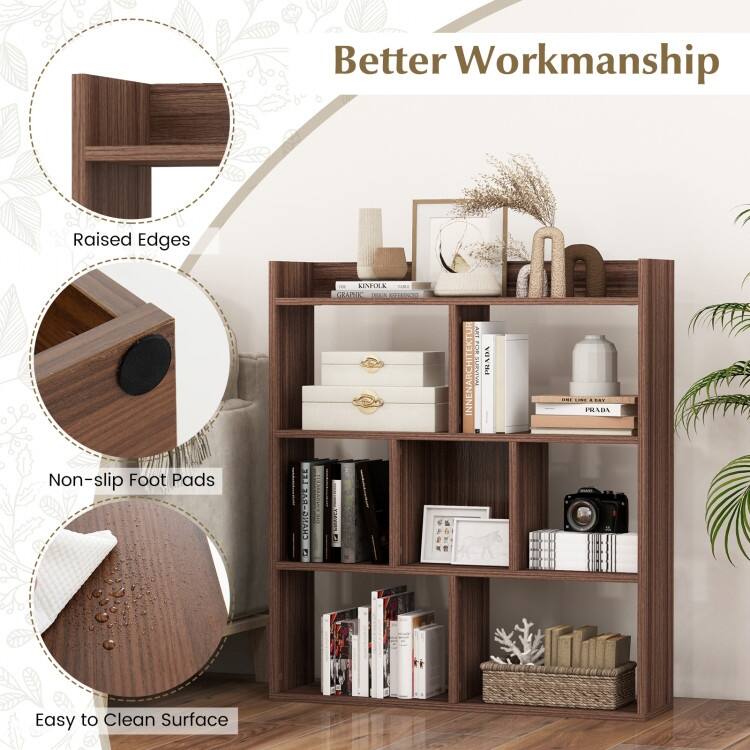 7 Cubes Open-Back Bookshelf with Anti-Toppling Devices - 31.5" x 8" x 35.5" (L x W x H)
