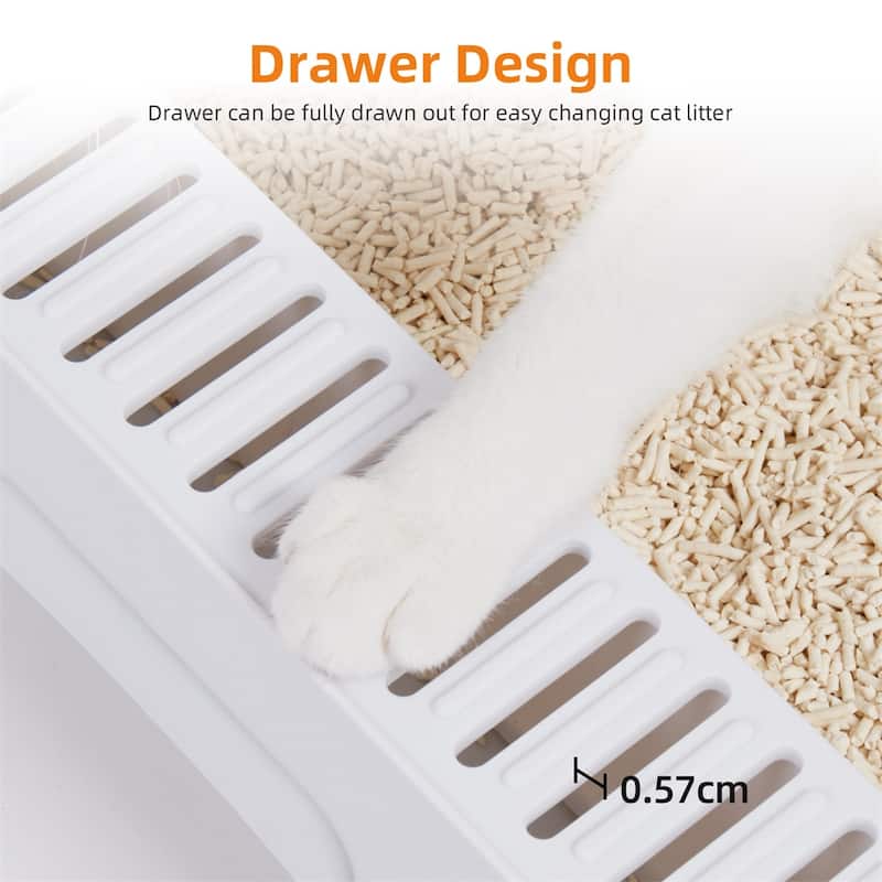 2Way Enclosed Cat Litter Box Top Entry with Scoop Fully Pull Out Drawer, Easy to Install&clean