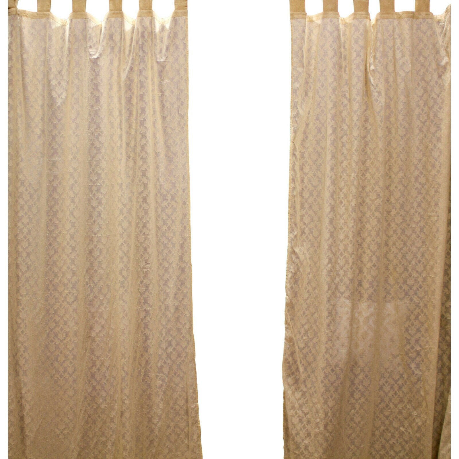 Shop Linen Luxury Textured Weave Tab Top Sheer Curtains Cotton Off