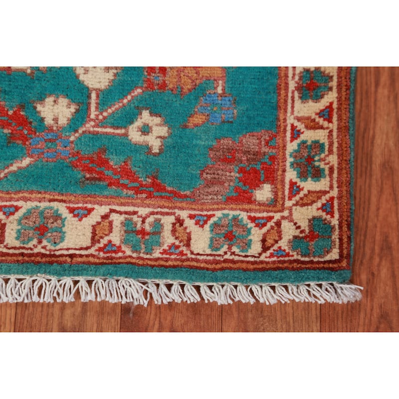 Traditional Kazak Oriental Foyer Rug Hand-Knotted Floral Wool Carpet - 2'0"x 3'0"