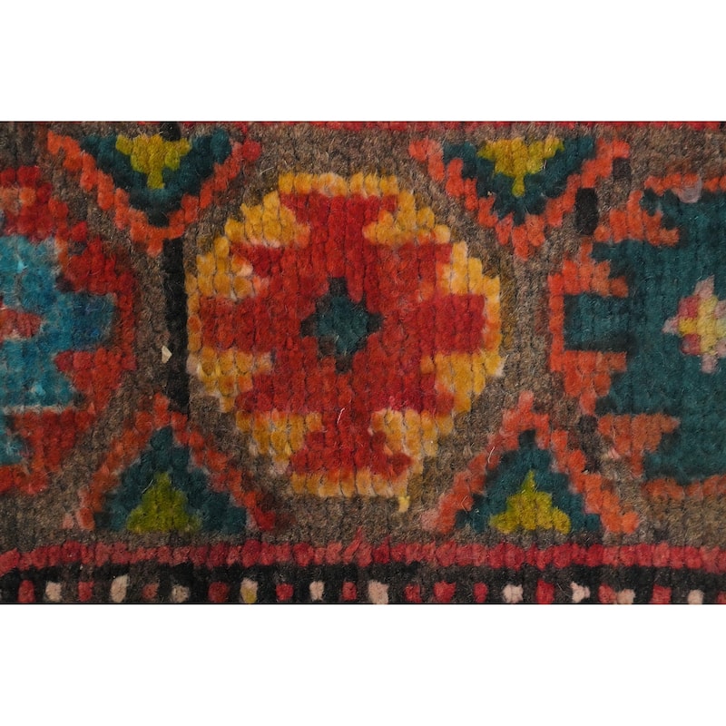 Hand Knotted Oriental 100% Wool Carpet Traditional Geometric Red Ardebil Runner Rug - 10' 2'' X 3' 8''