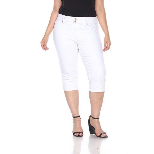 Plus Size Super Stretch Capri Denim Jeans - White