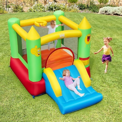 Kids Inflatable Bounce House Smiley Bouncy Castle Blower Excluded - Multicolor