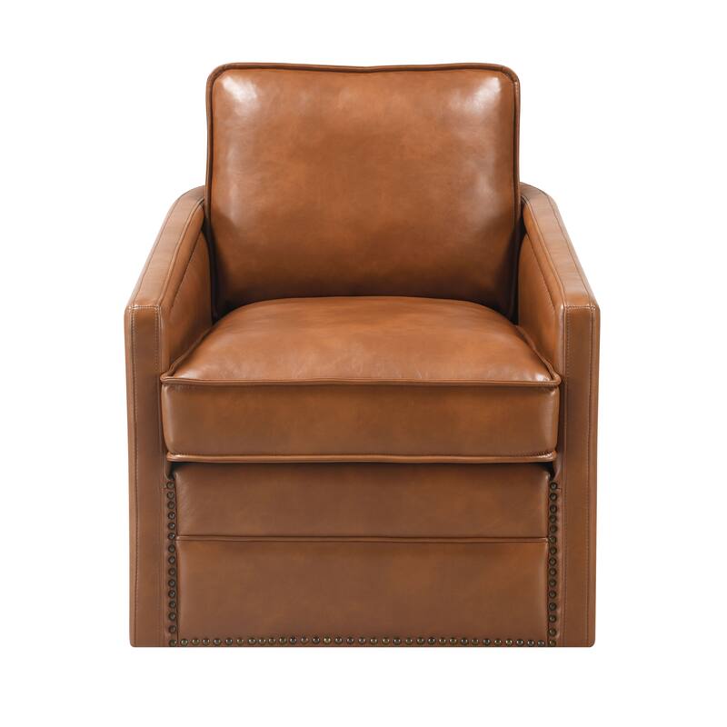 Brown Leather Aire Swivel Chair W/Glider