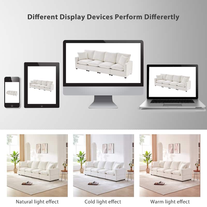 [VIDEO provided] [New] 110*29" Modern Modular Sofa, 4 Seat Chenille Sectional Couch Set with 2 Pillows Included, Freely Combinab