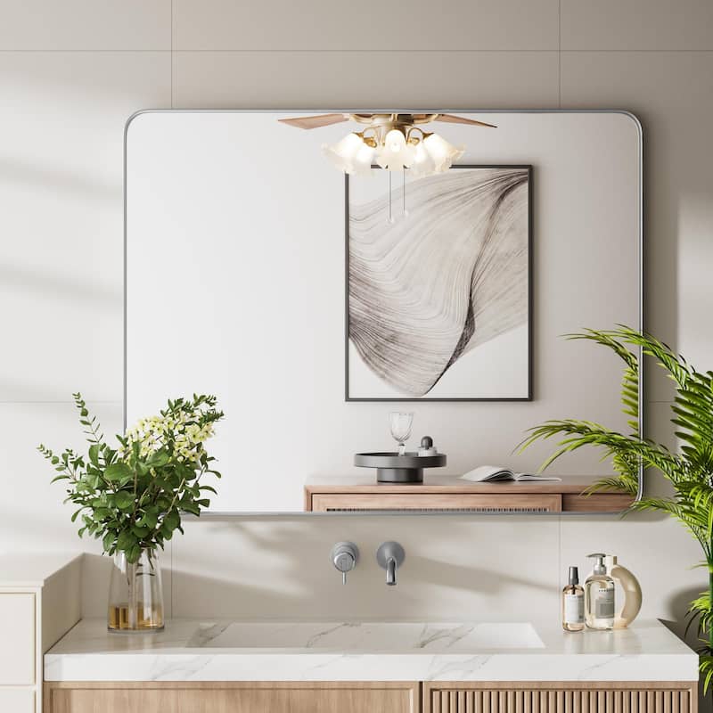 Rectangle Bathroom Vanity Mirror with Metal Frame(Vertical/Horizontal) - 30W*40H Inches - Silver