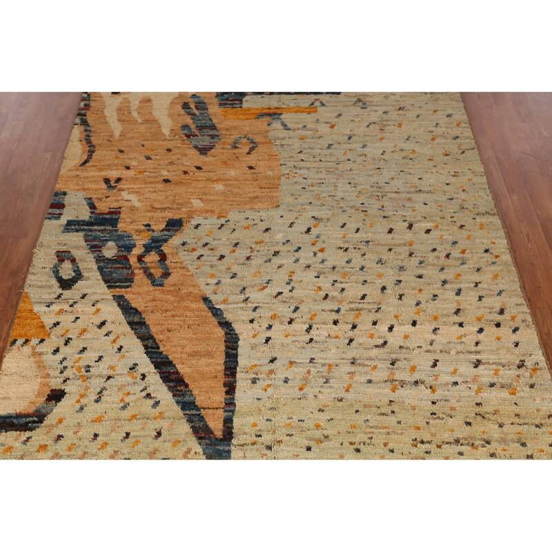 Multi-Color Moroccan Oriental Area Rug Hand-Knotted Wool Carpet - 6'2" x 9'8"