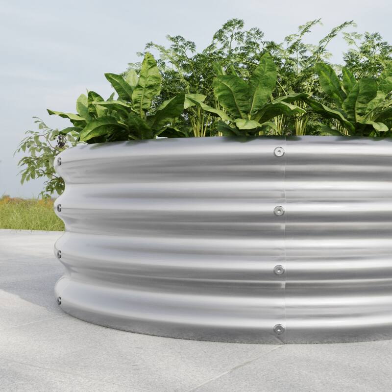 11.4" tall round raised garedn bed, metal raised beds for vegetables, outdoor garden raised planter box