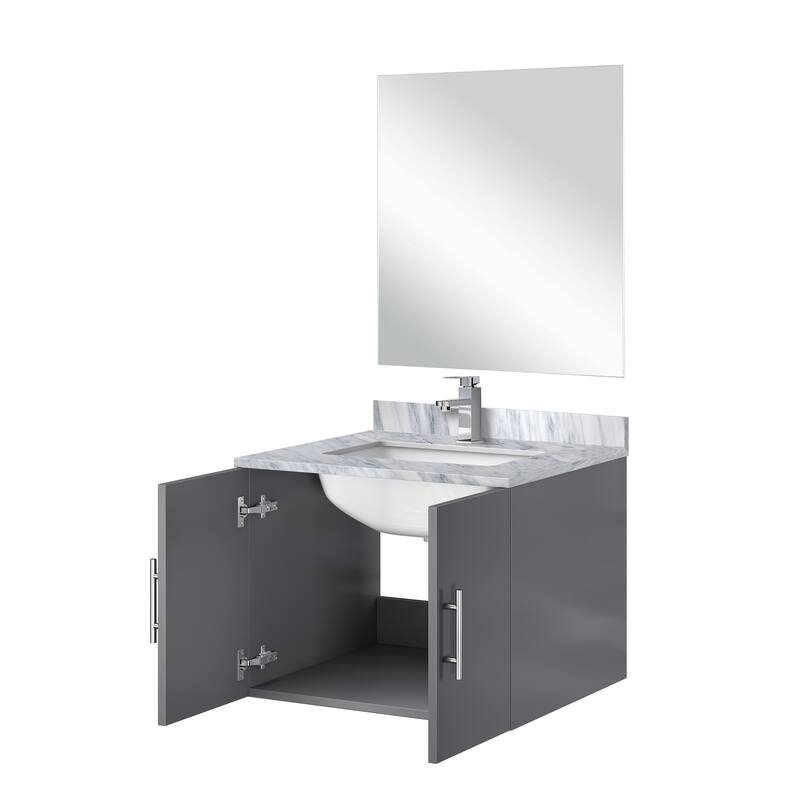 Bathroom Vanity Set with Marble Top, Single Hole Faucet, Mirror Included, Stainless Steel