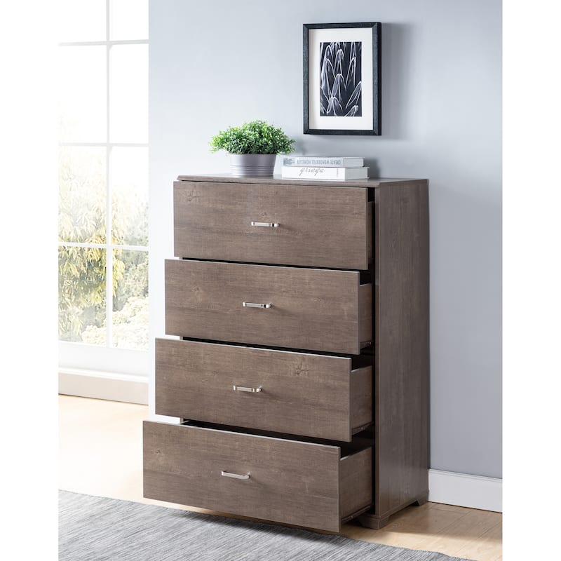 DH BASIC Contemporary 4-Drawer Chest with Bar Pulls by Denhour