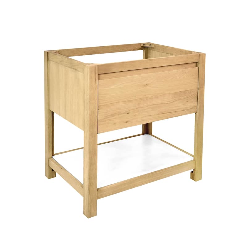 Solace Oak Vanity with Concrete Shelf (Base Only)