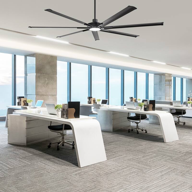 84"/ 100" Black Industrial Extra Large Commercial Ceiling Fan with Light
