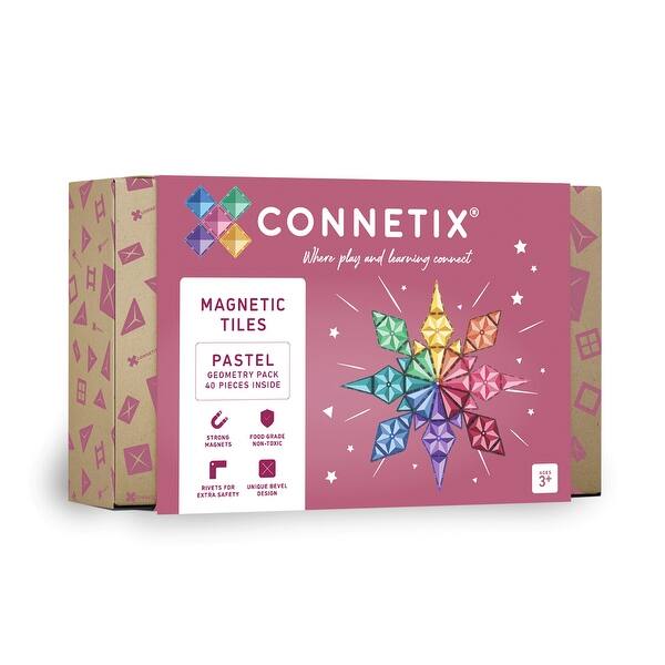 slide 2 of 8, Connetix Magnetic Tiles Pastel Geometry Pack, 40 Pieces Pastel - Kids