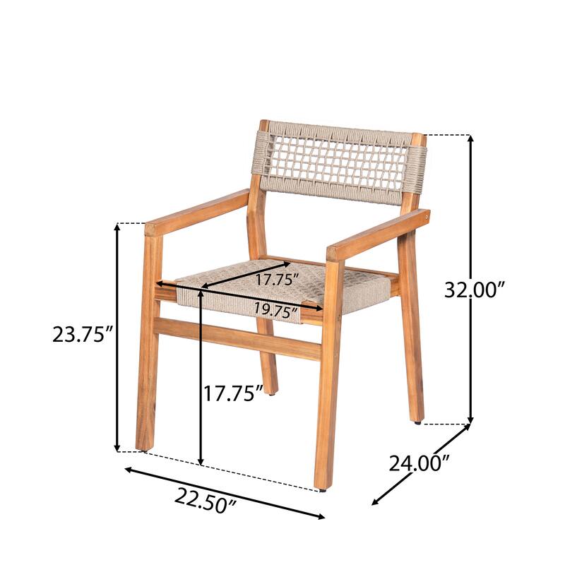 Christopher Knight Home - Lyla Outdoor Rope Woven Acacia Dining Chair Set (Only chair)