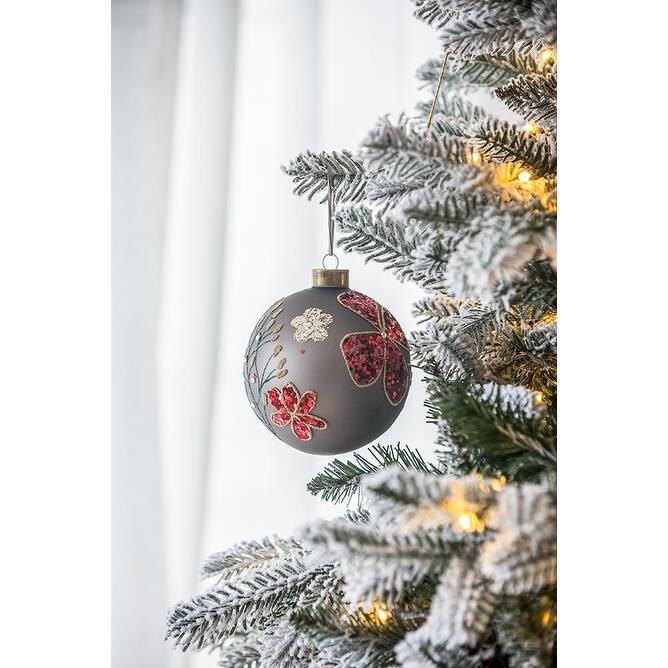 D4.7" Christmas Ball Ornaments, Glass Decorative Hanging Ball Christmas Tree Ornaments for Holiday Decorations, Set of 4