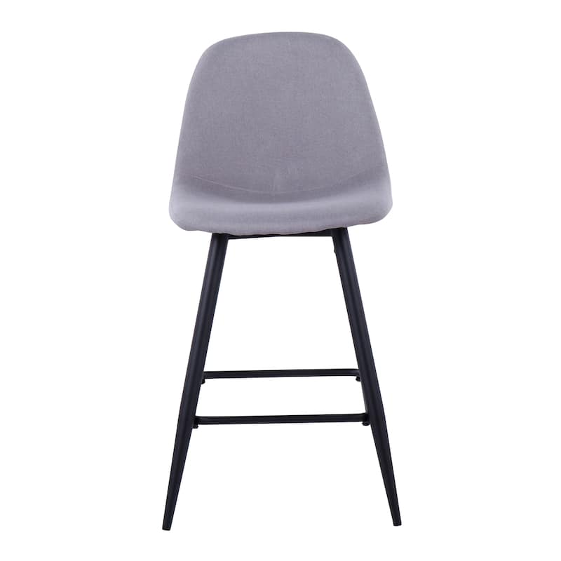 Lumisource Counter Stool in Black Metal and Blue Fabric, Set of 2 - 20"Lx17.25"Wx34.75"H - Light Grey Fabric/Black Metal