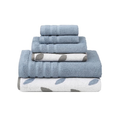 Modern Threads 6-Piece Yarn Dyed Organic Vines Towel Set