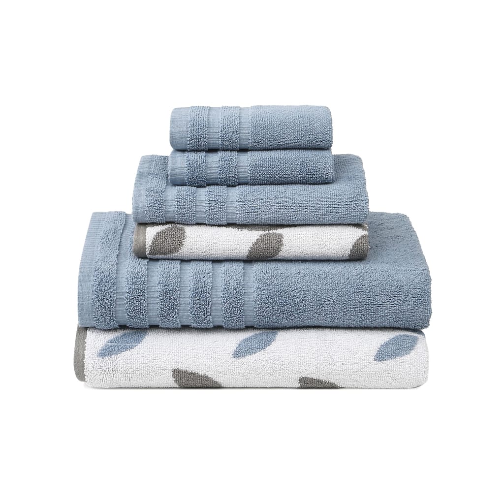 Modern Threads 6-Piece Yarn Dyed Organic Vines Towel Set
