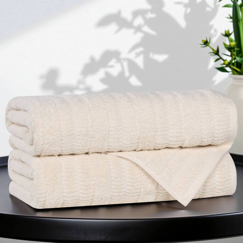 Superior Mika Smart Twist Cotton Bath Towels, Set of 2 - Ivory