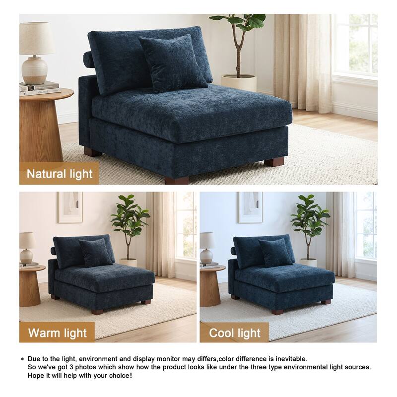 Chenille Upholstered Armless Accent Chair With Plush Cushion