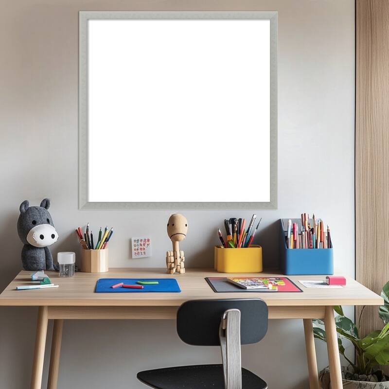 Amanti Art Silver Leaf Framed Dry Erase Magnetic Board
