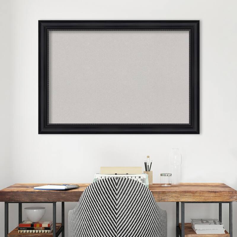 Astor Black Framed Grey Corkboard Bulletin Board, Organization Board, Pin Board