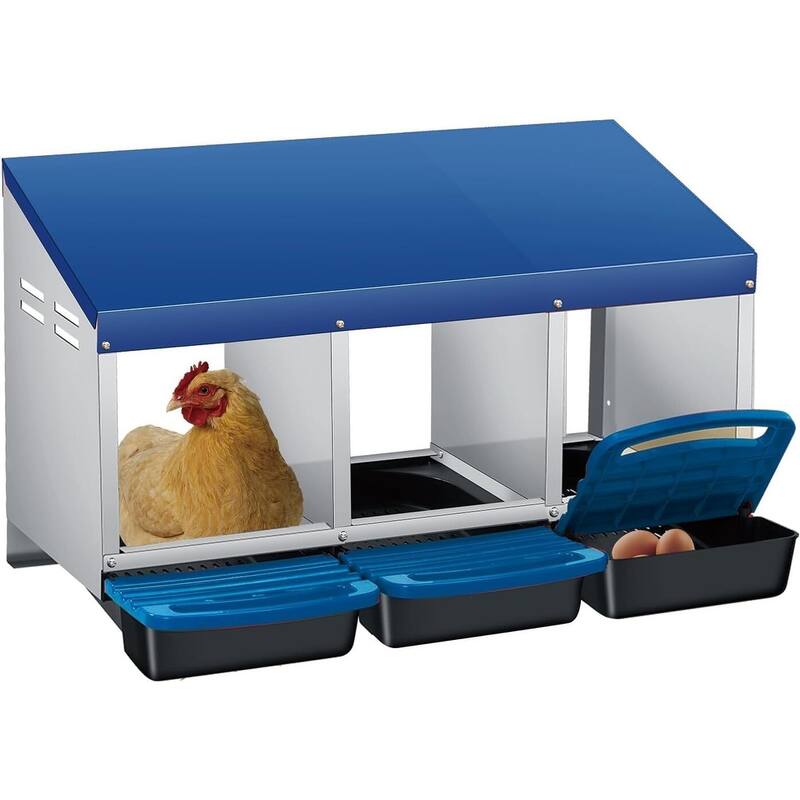 3 Holes Egg-Laying Boxes Nesting Boxes for Chickens Coops - Blue