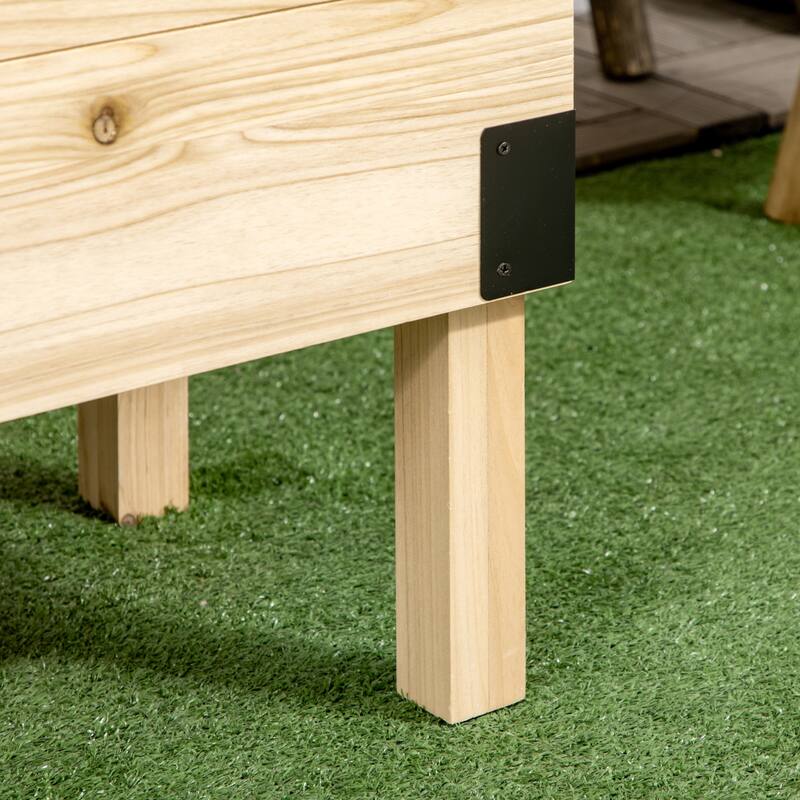 Countryside Style Garden Bed with Legs and Metal Corners 2 Tier Wooden Elevated Planter Box, for Vegetables Flowers Herbs