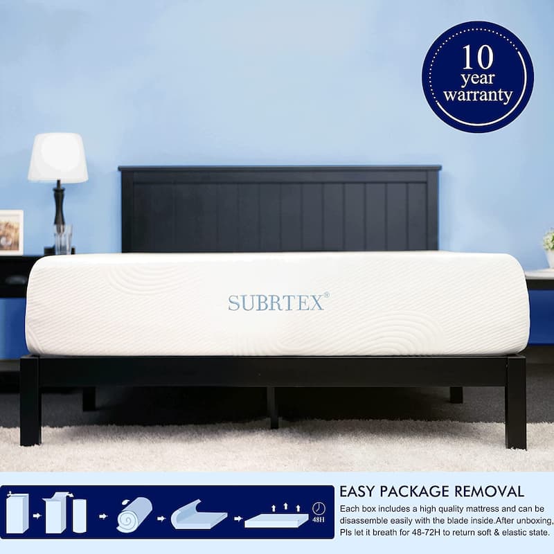 Subrtex 8-inch Gel-Infused Memory Foam Bed Mattress With Cover