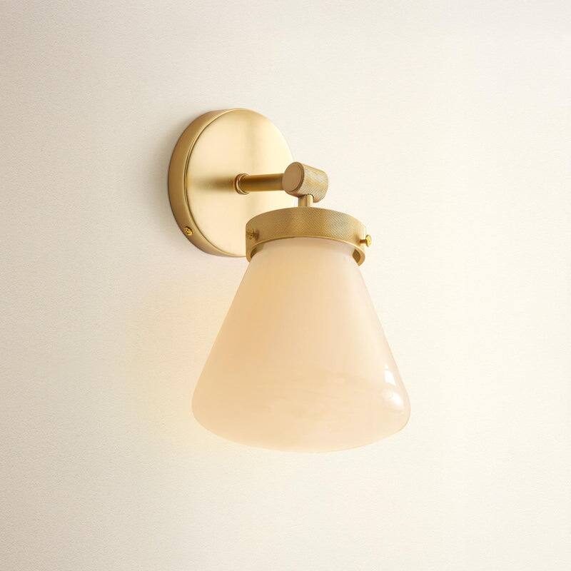 Plump Single-Arm Wall Sconce - Metal, Glass & Gold, Ivory White 1-Light Wall Sconce for Bathroom or Dining Room in Modern Style - Ivory Whtie/Gold