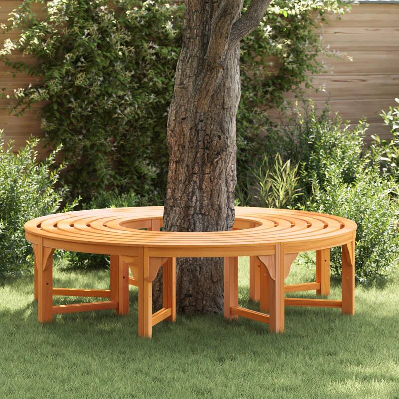 vidaXL Outdoor Tree Bench 160 cm Solid Wood Eucalyptus - 63 x 31.5 x 17.7 in