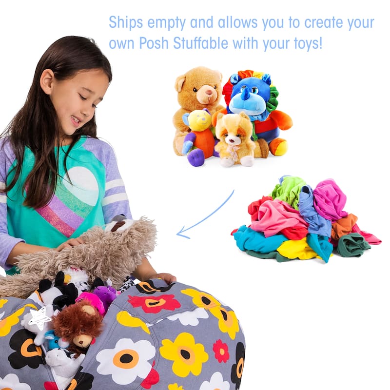 Kids' Stuffed Animal Storage Bean Bag Chair Cover or Toy Organizer