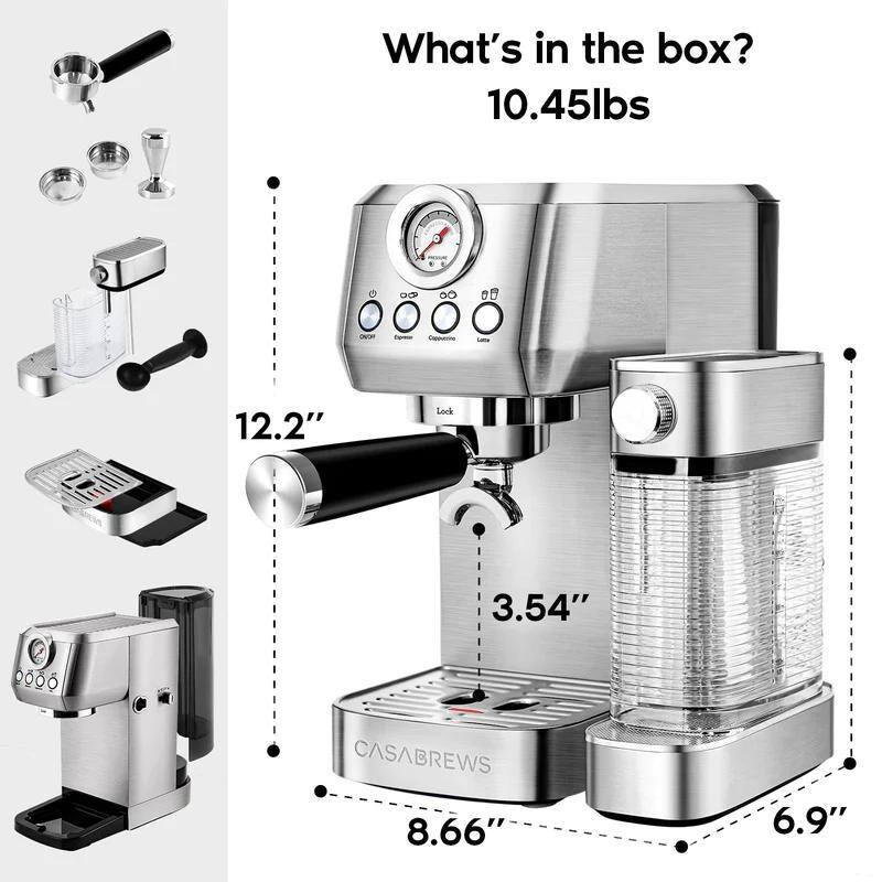 Casabrews 20 Bar 3-in-1 Auto-frothing Espresso Machine with Milk Tank