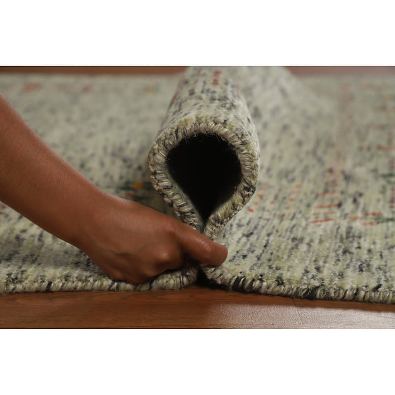 Hand Knotted Oriental 100% Wool Carpet Tribal Animal Pictorial Green Gabbeh Area Rug - 7' 7'' X 5' 3''