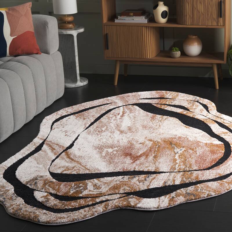 SAFAVIEH Contour Jessyca Modern Abstract Rug - 5'5" x 7'6" - Rust/Ivory - 5'5" x 7'6"