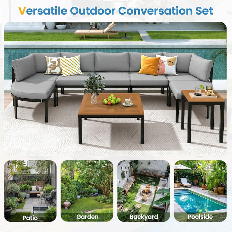 Modern Outdoor Sectional Sofa Set Patio Seating Group Outdoor Conversation Set with Cushions for Patio, Backyard, Garden