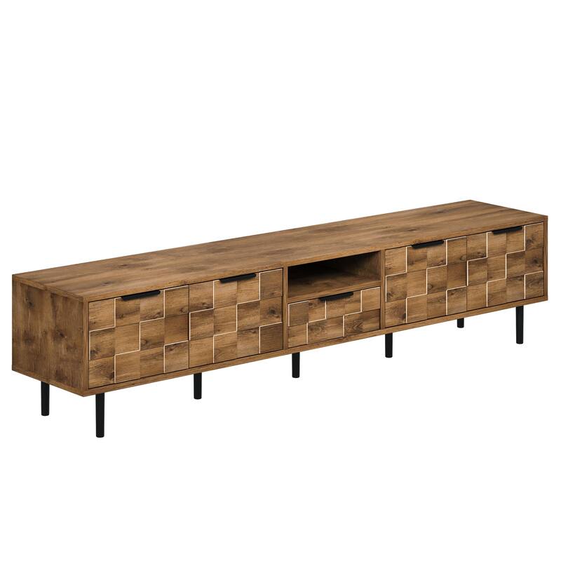 Modern Checkered Design TV Stand, Media Console, for 85/75/65-inch TVs with Storage, for Living Rooms