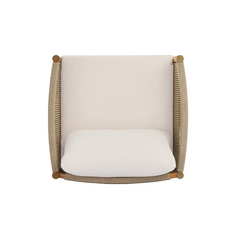 Christopher Knight Home - Outdoor Acacia Wood Club Chair with Rope Panels and Cushions