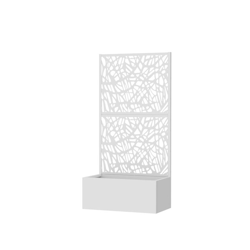 Metal Galvanized Planter Box with Trellis Privacy Screen Lockable Wheels