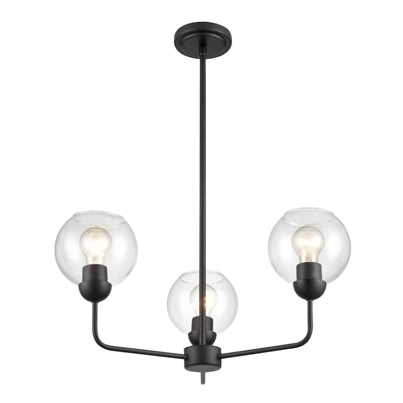 Boman 23-inch Wide 3-Light Chandelier in Matte Black