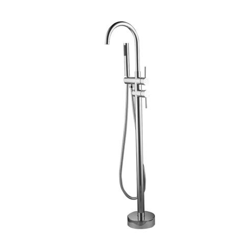Freestanding Tub Filler Bathtub Faucet Chrome Single Handle Floor Mounted Faucets with Handheld Shower