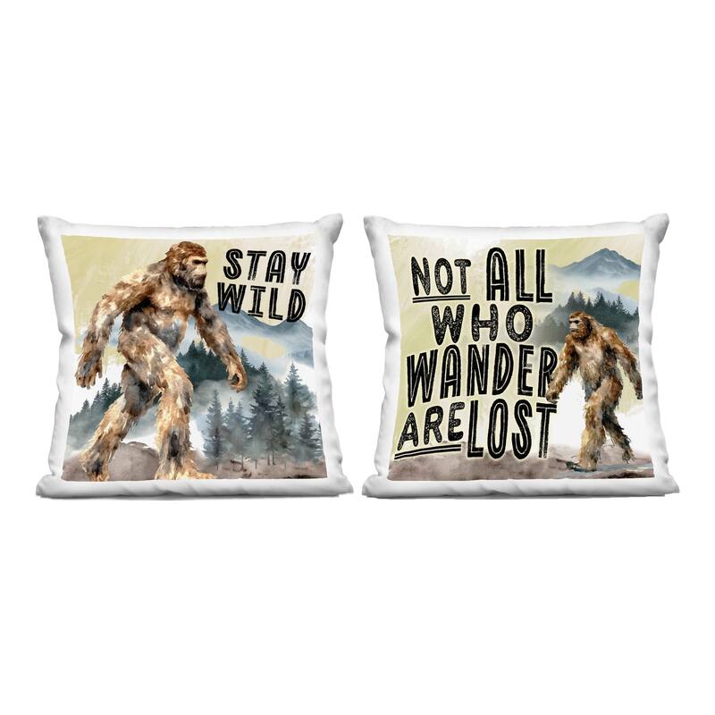 Stupell Wild Mythical Creature Quotes Decorative Printed Throw Pillow Design by Nicole DeCamp (Set of 2) - Pillow Sets - Polyester - Yellow - Set of 2